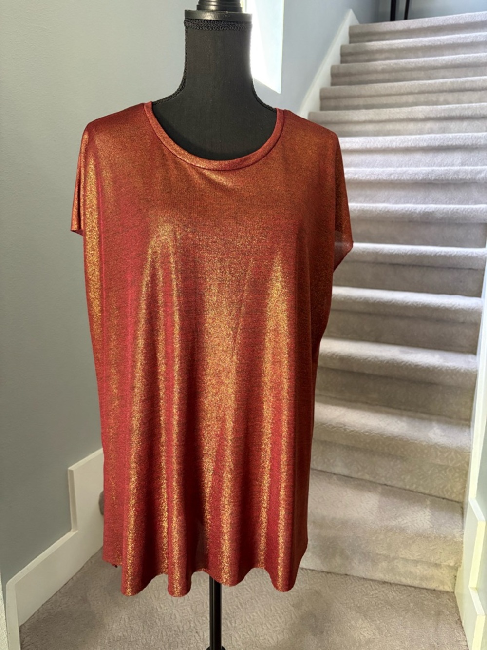 Massini Metallic Copper-Red Short Sleeve Tee